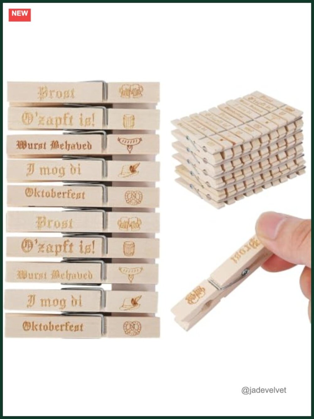 50 Pcs Oktoberfest Wooden Clothespins Bavarian Festival Party Supplies